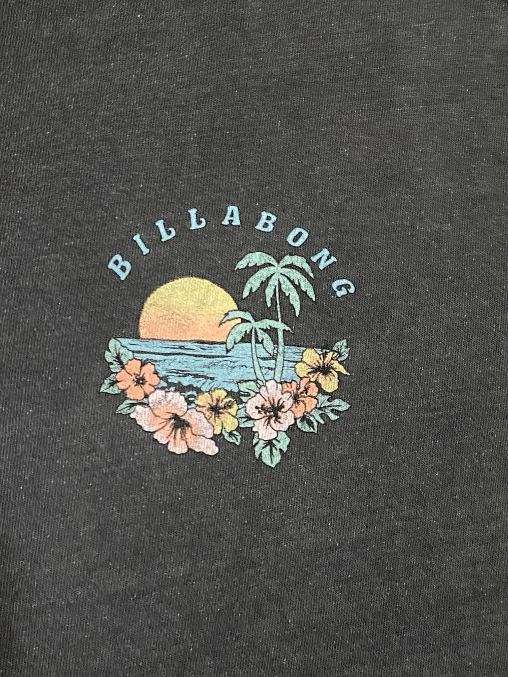 Billabong Woman’s Black Oversized Tee Tropical Feelings Size XS - Picture 3 of 5